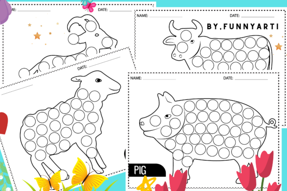 4 Farm Animals Dot Markers Activity Book: A Crafting Asset