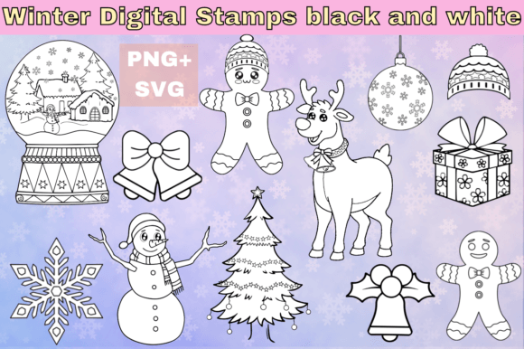 Your Creative Toolkit: Unleashing Winter Digital Stamps Black and White